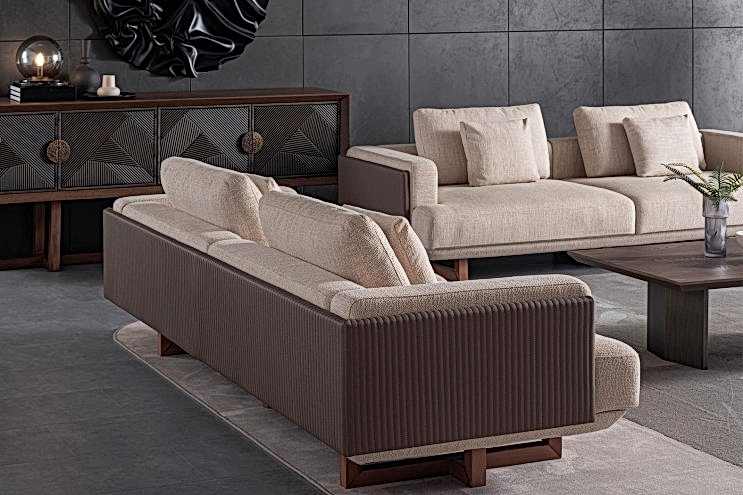 Cross Walnut Sofa Set