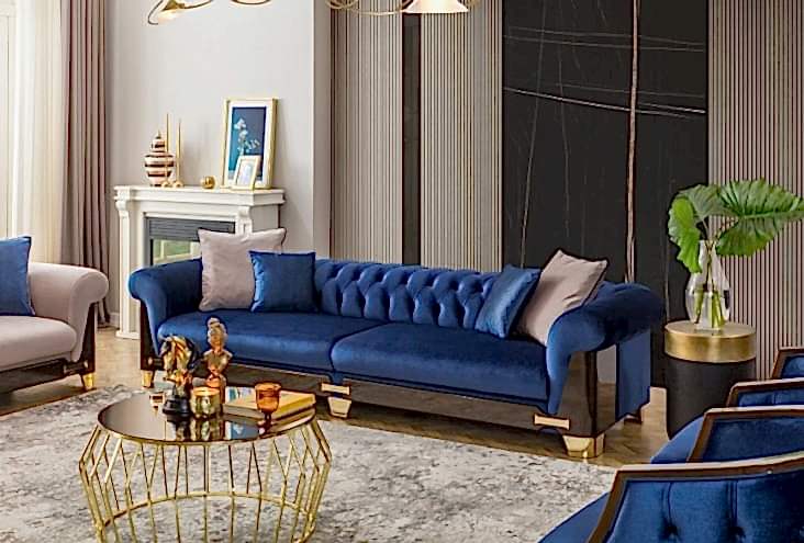 Nish Blue Sofa Set